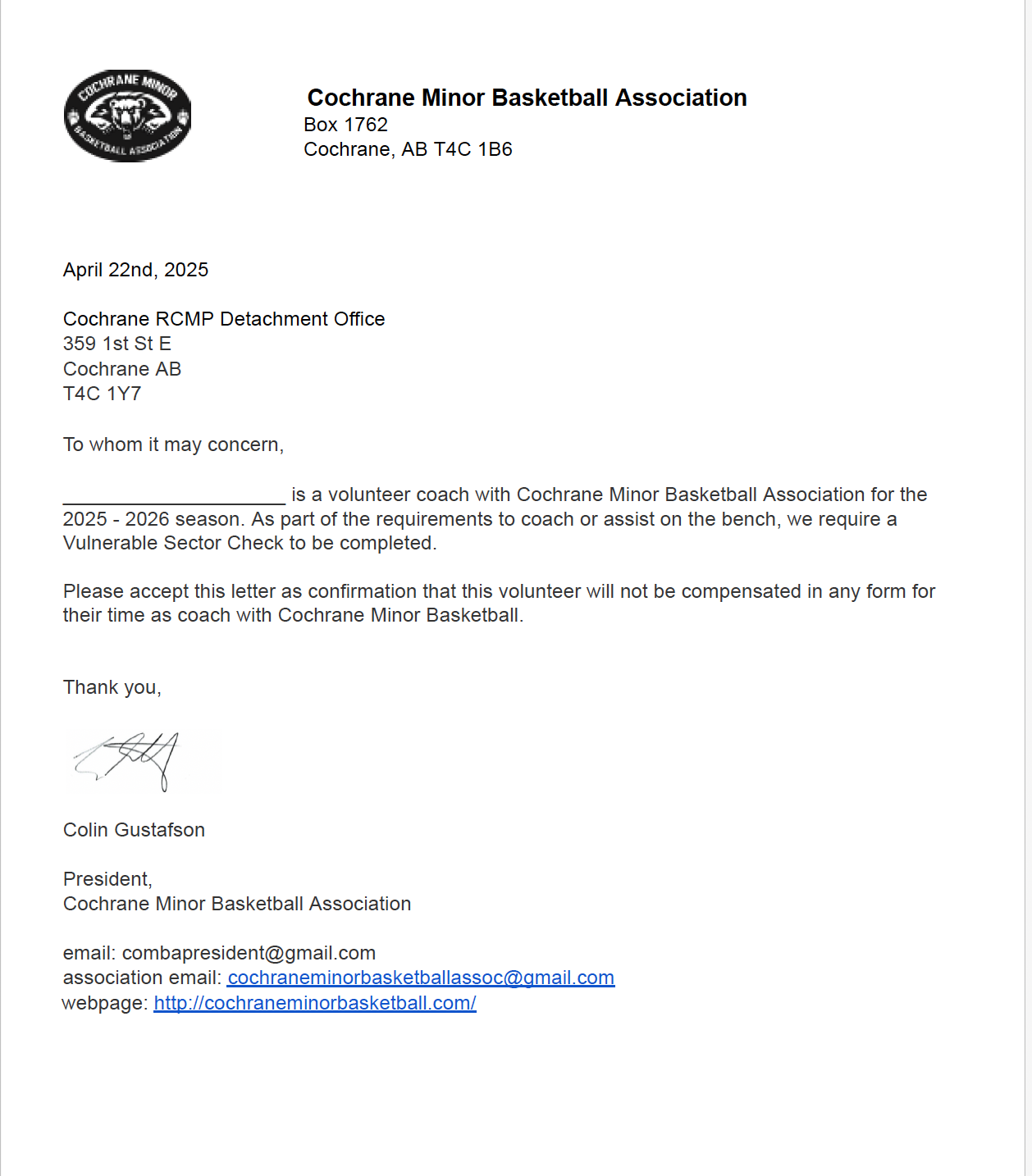 2025 VSC letter